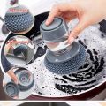 Kitchen Soap Dispensing Palm Brush Washing Liquid Dish Brush Soap Pot Utensils with Dispenser Cleaning bathroom cleaning tools. 