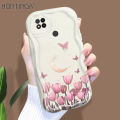 Hontinga for Redmi 9C 10A Back Cover Tulip Butterfly Phone Case Texture Wavy Edge Soft Mobile Cover. 