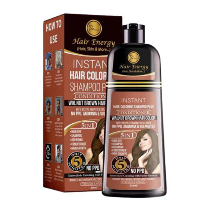 Hair Energy INSTANT HAIR COLORING SHAMPOO + CONDITIONER (WALNUT BROWN COLOUR