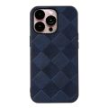 For iPhone 14 Pro Max Weave Plaid PU Phone Case (Black). 