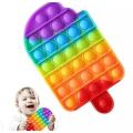 Candy Lollipop shape Push Pop Bubble Fidget Spinner Pop It Silicone Toy stress reliever, sensory toy  - Rainbow. 
