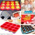 12 Slot No-Stick Silicon Cup Cake Muffin Pan Mold Baking Tray Bake Ware. 