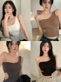 Fashion Hot Girl Hollow Design Beauty Back Sling Vest Bottoming Underwear Padded Wrapped Chest Tube Top Outerwear Top Women. 