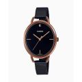 CASIO BLACK DIAL WITH MESH BRACELET WOMEN'S WATCH - LTP-E415MBR-1CDF. 