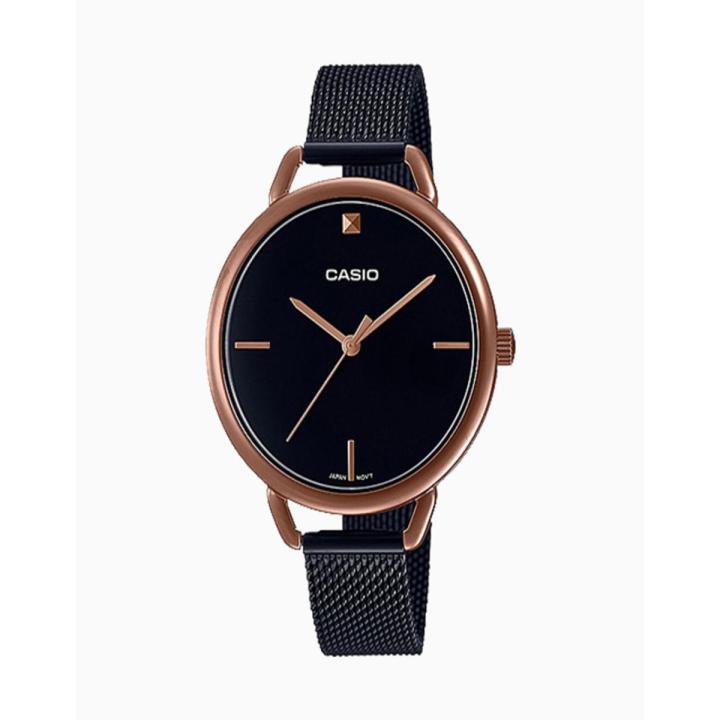 CASIO BLACK DIAL WITH MESH BRACELET WOMEN'S WATCH - LTP-E415MBR-1CDF