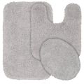 Premium Plush Bath Mat Set with Non-Slip Absorbent Texture - 3-Piece Contour and Toilet Lid Cover Bundle. 