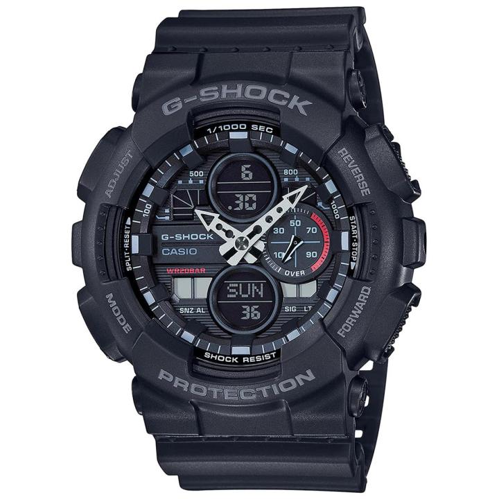 Casio G Shock Black Analog Digital LED Light Mineral Glass World Time Multi Function Black Resin Band Watch GA 140 1A1DR Daraz.pk