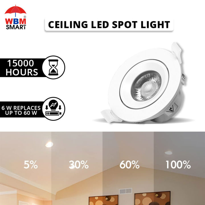 WBM Smart Ceiling LED Spot Light, Ceiling SMD  Light Downlight– 6W