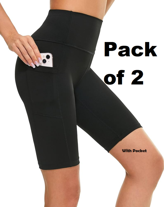 SisDa: Tights for girls Pack of 2 Shorts for women half leggings for women - Stretchable High Rise trouser for Ladies - Black comfortable Lycra tights for Sports and - Best fit - Yoga