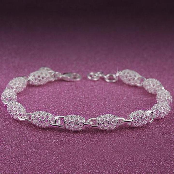 Women\'s 925 Sterling Silver Hollow Chain Bracelet Charm Wrist Bangle Clasp Gift