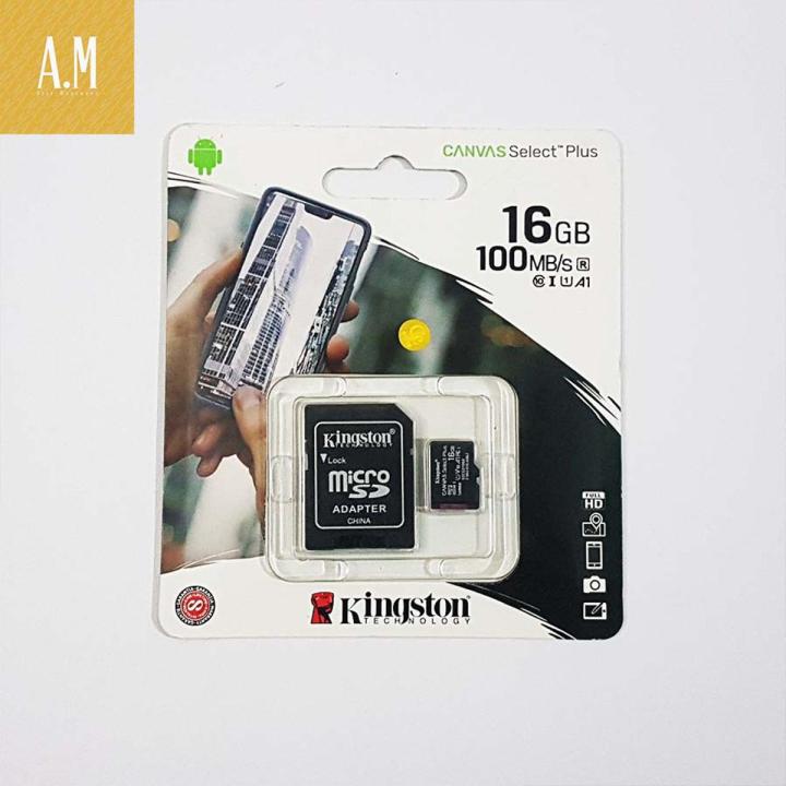 16GB Kingston MicroSD Card CANVAS Select Plus Class 10 Android A1 with Adapter