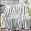Fluffy Mink Fleece Throw Blanket- Silver. 