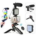 Universal Smartphone Vlogging Kit with LED Light, Mic, Remote, and Holder - High-Quality, New. 