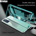 Biruiqu For OPPO Reno 6 Pro Magnetic Absorption Case Metal Frame Shockproof Double Sided Tempered Glass Magnetic Case Cover. 