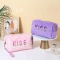 Cross border fashion plush makeup bag portable cute korean style travel toiletry bag hand-held cosmetics storage bag wholesale. 