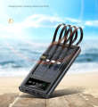10000mAh Solar Power Bank Portable Fast Charger External Battery with in Built 4 Charging Power Cable. 