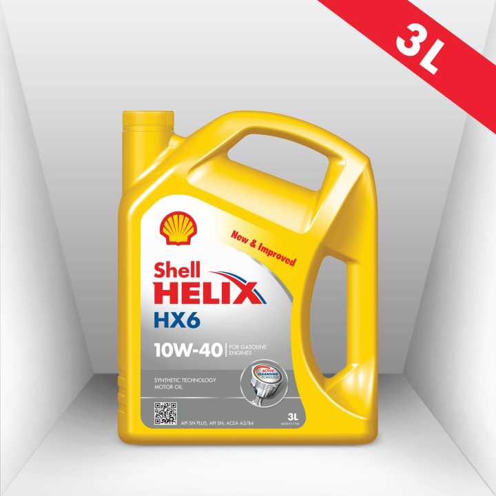 Shell Helix (HX6 10W-40) 3L, Synthetic Technology Motor Oil, Gasoline ...