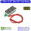 2 Wires 0.28 inch Voltmeter DC 4.5-30V Mini LED Red Blue Green Yellow Display Digital Panel Voltage Meter Detector Monitor by Electrica. 