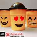 Creative emoji expression Glass plastic Glass, Plastic Glass with Straw, Water Glass Juice Cup, Disposable Plastic Juice Glass, plastic Glass with Straw For Water ,Juices, New Happy Emoji Glass 1 pc. 