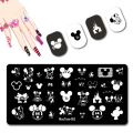 DISNEY New Cartoon Figure Nail Stamping Plates Cute Ear Stamping Plate Mouse Character Nail Art Templates #064. 
