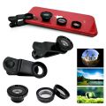 360 Degree Rotate Shark Tail Shape Clip Wide Angle Macro Fisheye Lens 3 in 1 Cell Phone Camera Lens Kit for Mobile Phones iphone-SHYJT001. 