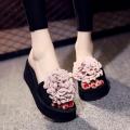Womens Girls Korean for Women Ladies Fashion Summer Flowers Bohemian Style Slippers Beach Shoes Wedge Sandals female women shoes. 