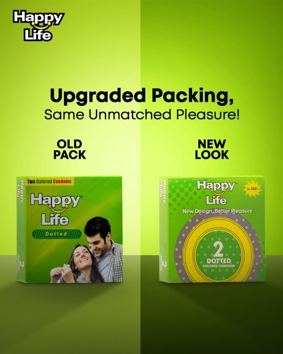 Happy Life Dotted Two Colored Condoms 2's