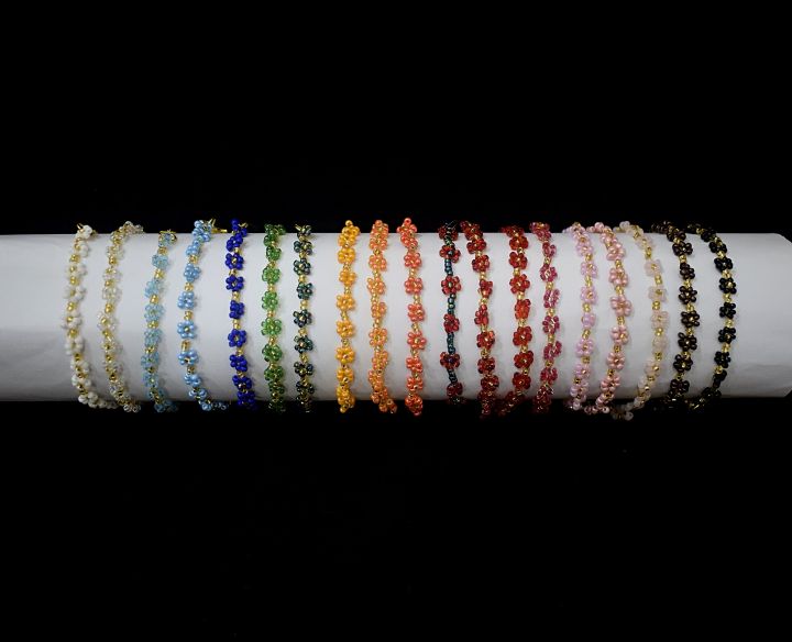 Multicolor - Hapur Flower Beadwork Bangles by Aagaz (Set of 6) 15