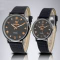 Fashionable Watches pack of 2 Precious Look Casual/Formal Round Black Premium Artificial Leather Watch For Couple, Couple Watches. 