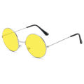 Trendy Circle glasses Reflective Fashionable Disco-inspired Round sunglasses Unisex Hippie-style Metal sunglasses for Summer Music festivals Beach vacations Street style Fashion influencers. 