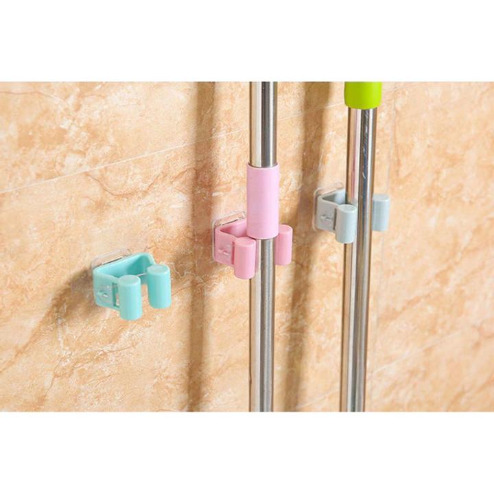 Wall Mounted Mop Organizer Stick Holder - Brush Broom Hanger - Storage Rack Kitchen Clip