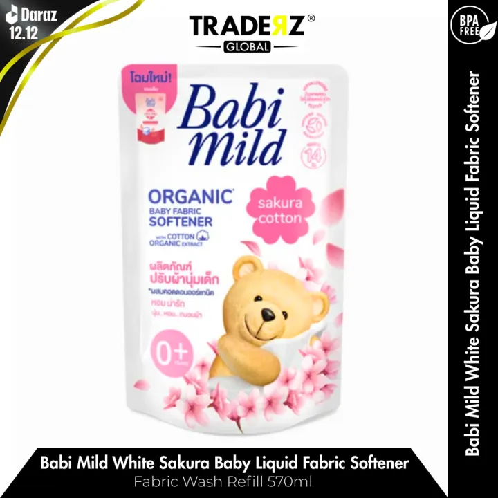 Babi Mild White Sakura Baby Fabric Softener 570ml Poch – Gentle ...