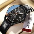 POSHI Top Luxury Men's Watches Casual Sport Waterproof Watch Men Fashion Leather Automatic Date Analog Quartz Clock Male. 