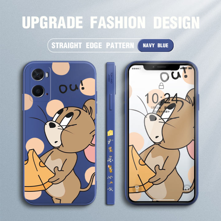 Jizetin for OPPO A36 / OPPO A76 Back Cover Tom and Jerry Design Silicone Phone Case Square Camera Protective Phone Cases