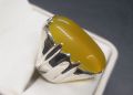 Natural Mens Zard Aqeeq Ring Kaptaan Ring Sterling Silver 925 Imran Khan Yellow Aqeeq Ring Yellow Carnelian Ring Handmade Yellow Agate Ring Chandi Ring Netural Gemstone for Mens. 