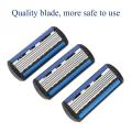 Men Safety Razor Blade Face Hair Removal 6-layer Classic Stainless Steel Smooth Shaving Manual Shaver with 4 Heads. 