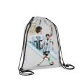 Messi Drawstring Bag - Strong Black Strings with  High-Quality Digital Printed on cloth by Zezo. 