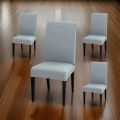 Dining Chair Covers - Light Grey - 6 Seater - Mash Fabric Chair Covers - Dining Chair Fitted Covers - Stretchable Chair Covers - Elastic Chair Slipcovers - Washable Dining Chair Protectors - Vouis London. 