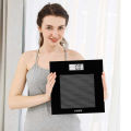COBY Black Digital Glass Bathroom Scale with Weight Comparison Blue LCD Display. 