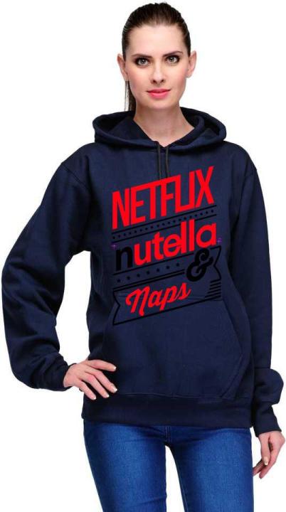 NETFILX navy Blue New Fashion Printed Fleece High Quality Hoodie For Womens