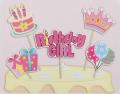 Birthday Girl Cake Toppers - Pack Of 5 Cake Toppers With Wodden Sticks | 1 pack 5 Pcs. 