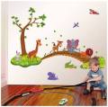 Wall Sticker For Kids Room Jangle Animal Wall Decals For Kid School PVC Cartoon Animals Wall Paper Removeable Wall  Decor. 