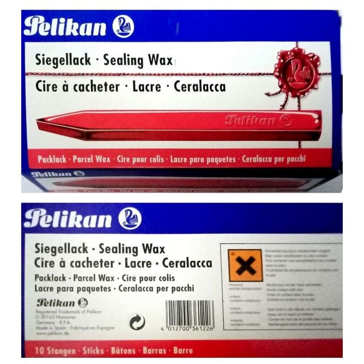 Made in Germany - Vintage Sealing Wax Sticks for Melting ool Stamp Envelope Invitation 361220 60/10 Sealing Wax Red - Packet of 10 Bars