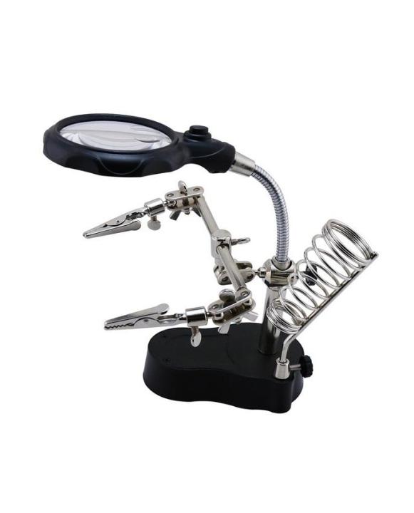 Helping Hand Clip LED Light Magnifier Soldering Iron Stand Magnifying Glass