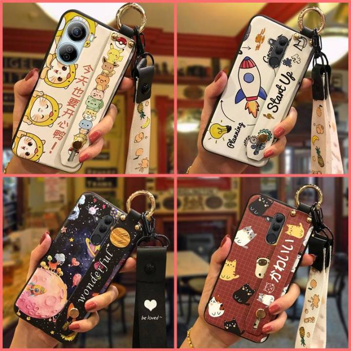 mobile phone case Cute Phone Case For ZTE Libero 5G IV/Nubia Ivy cell phone sleeve Cartoon Silicone Wrist Strap ring
