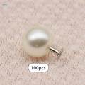 100 Pieces Pearl Rivet Studs White Pearl Beads for Crafts Jeans Bags Shoes Clothes Decoration , 8mm. 