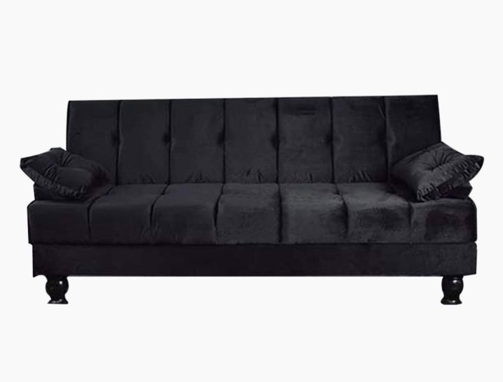 Galaxy Sofa CumBed Imported velvet Fabric Dark Grey Colour Armless Compact Living Spaces, Dorms, Guest Rooms, Apartments, Offices,