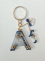 Customise resin name Keychain - Letter Key chain - Alphabet Keyring - Handmade white gold blue with name Key rings - 3D letters, Alphabet A-Z Initial keychain- keychain for girls and boys. 