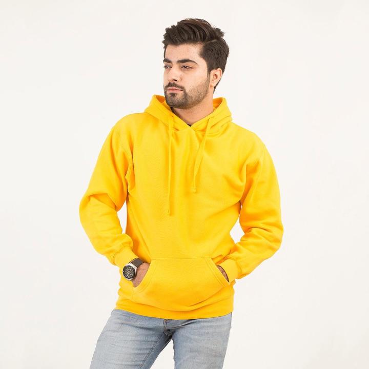 Hoodie Plain For Boys and Men Yellow Color Daraz.pk