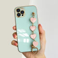 COROGI for iPhone 12 Pro Max Back Cover with Love Heart Bracelet Chain Stylish 6D Plating Shiny Cases Soft Silicone Mobile Phone Case Pouch for Girls. 